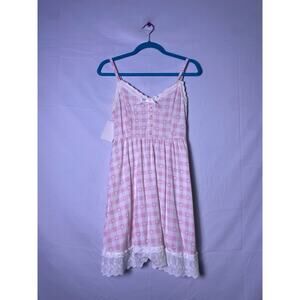 Sweet Society Pink Gingham Heart Dress Mini Women's Size Medium Picnic